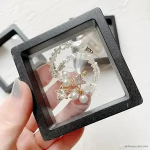 30PCS Black 3D Floating Display Box (w/Elastic Film) - Dustproof Plastic for Necklaces/Bracelets/Rings, Snap Closure, Black Friday Deal: Retail/Personal Cases, Jewelry Storage Box, Christmas Gift for Jewelry Lovers, TikTok Shop US