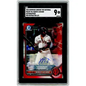 Marco Luciano San Francisco Giants Autographed 2022 Bowman Chrome The National Red Refractor #NSCCP-ML #3/5 SGC Authenticated 9 Card - Fanatics Authentic Certified