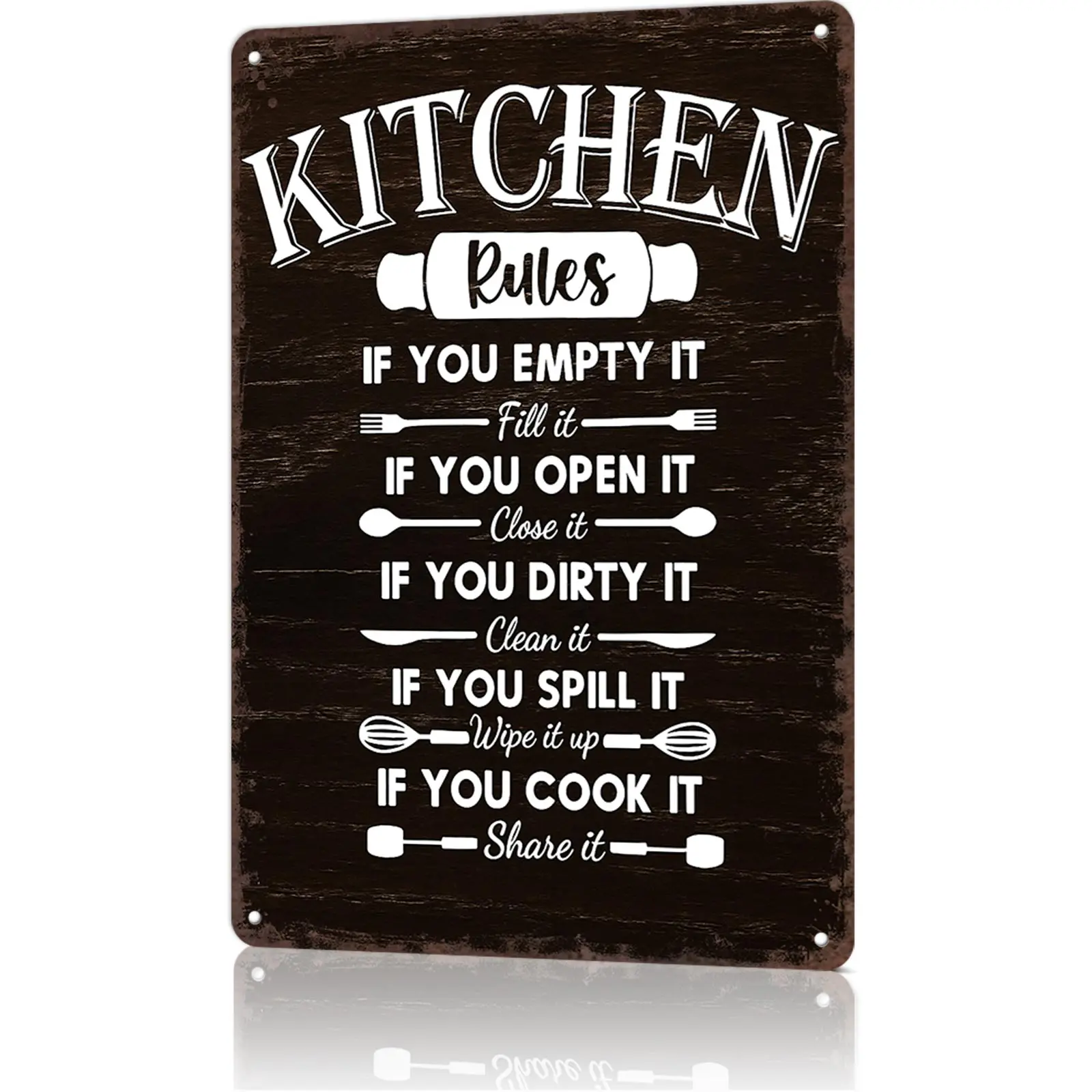 8x12 Aluminum Metal Decorative Home Sign - Rustic Kitchen Wall Decor, Grease-Resistant, Easy-to-Clean Novelty Home Sign for Indoor Dining Area, Cooking Space Decoration, Decorative Home Signs, Novelty Home Signs