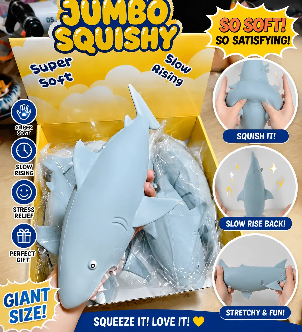 Jumbo Squishy Shark Stress Relief Toy