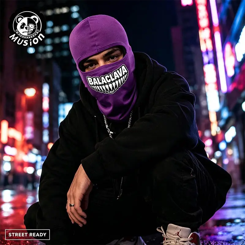Unisex Fashion Print Motorcycle Face Mask, Windproof Face Cover Sun Protection Breathable Full-Face Hoodie, Premium Ski Mask, Ideal for Cycling Camping Skiing Outdoor Sports