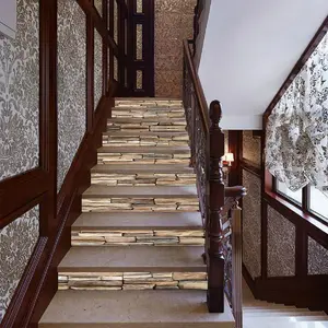 Wood Grain Pattern Stair Sticker, 13pcs/set Waterproof Self Adhesive Wall Sticker, Removable Wall Decal for Home Decor, Decorative Wall Sticker