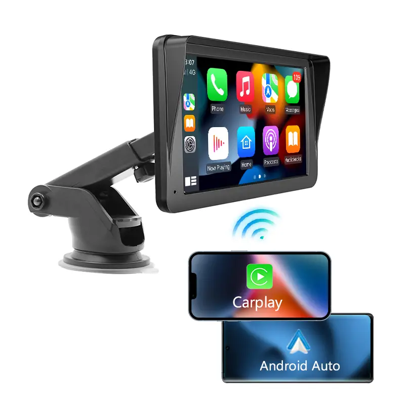 Portable Apple CarPlay/Android Auto Screen, Fit for All Vehicle, 7 Inch Touch Sc...
