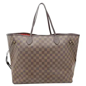 Pre-owned Louis Vuitton Canvas Tote Bags Neverfull GM Damier Ebene Shoulder Bag Brown