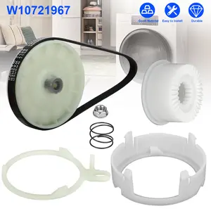 SJPACK W10721967 Washer Pulley Clutch Kit & W10006384 Washing Drive Belt for Whirlpool
