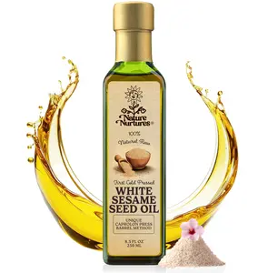 White Sesame Seed Finishing Oil for Light Stir Fry and Vegetables · Handcrafted in Seattle USA · Small Batch · Pressed Without Metal or Wood Contact · Extraction Under 30°C · Raw First Cold Press · One Press Only · Unrefined · 100% Pure & Natural
