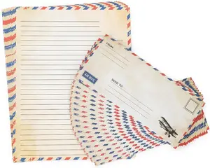 60 Pack Airmail Paper and Envelopes Set - Blue Writing Paper for Invitations, Love Letters, Letters to Troops, Christmas Letter - 8.5 x 11 Inch