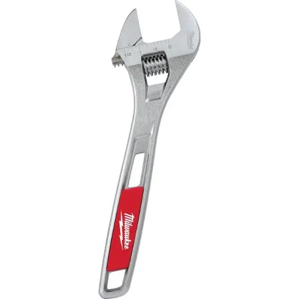 Milwaukee 48-22-7410 10 in. Adjustable Wrench - Durability, Ergonomic Handle, Maximum Productivity, Parallel Jaws, Rust Protection, Tether-Ready Handle Loop, Ideal for Toughest of Jobsites