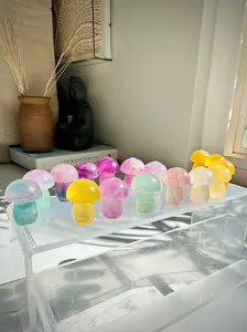 High Quality Color Fluorite Crystal Mini Mushroom Carving 20g 0.7oz 3cm 1.2in Pink Purple Green Watermelon Yellow Clear Translucent Fluorite