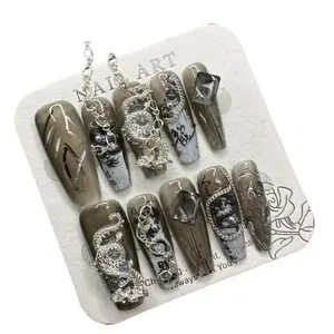 S87 Chinese dragon totem Chinese wind hand press on nails