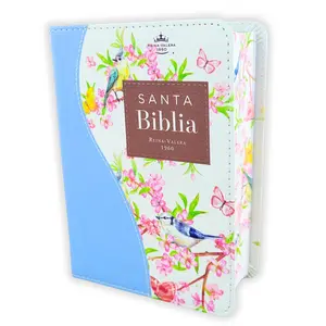 Biblia para Mujer de Bolsillo RV1960 imit piel con canto floral celeste