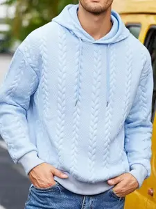 Men's autumn and winter coarse-knit hooded sweatshirt - a casual and warm Fitted pullover with a drawstring cap, a soft knitted sportswear, suitable for daily street wear and outdoor activities, available in multiple colors.Couple style sweaters