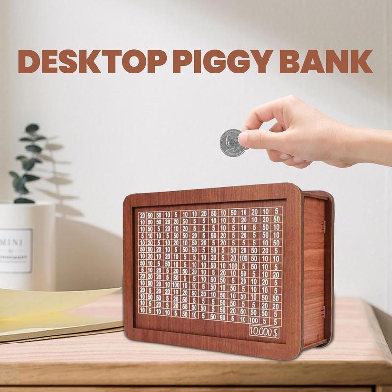 Money Saving Box,Wooden Money Box,Savings Box,with Money Target and Numbers with Counter Crafts Portable Storage Case Money Saving Box for Adults Child (10000 Dollar)