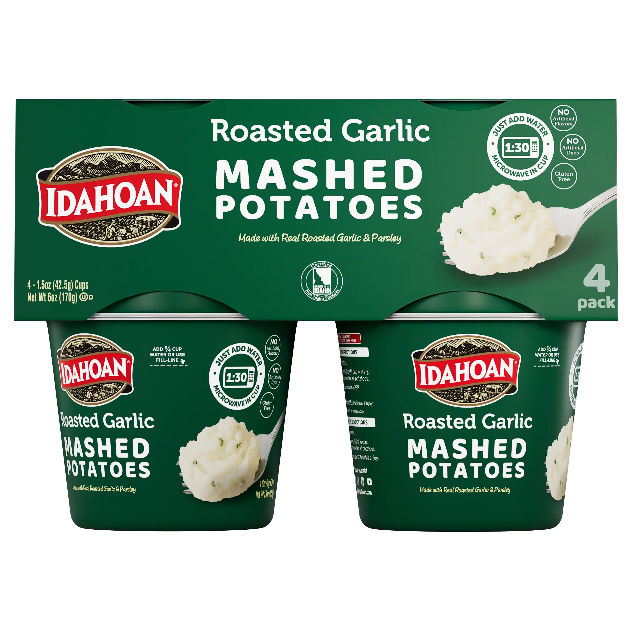 Idahoan Roasted Garlic Mashed Potatoes Cup, 1.5 oz