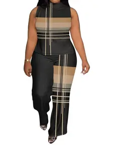 Plus-Size Fashionable Casual Sportswear Set—Color-Blocked 2-Piece Set, Comfortable Fabric