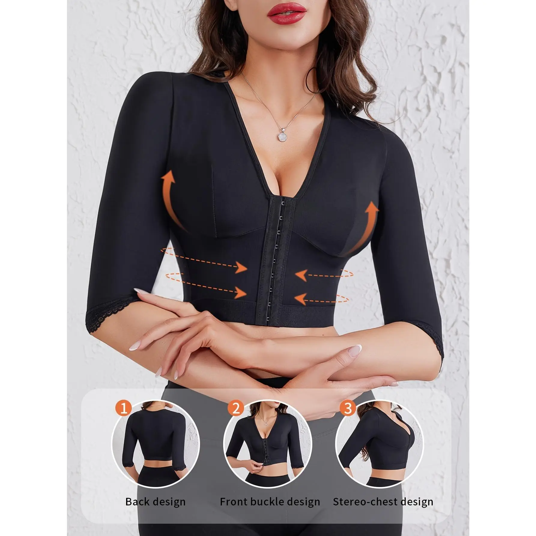 Women's Body Shaping Front-Button Yoga Bra Top with Shaping Sleeves - High-Performance Athletic Activewear