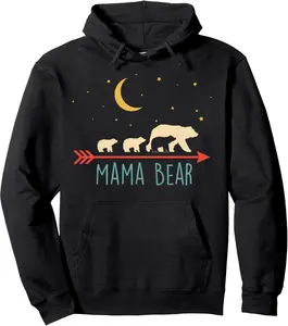 Mama Bear with 3 Cubs Hoodie Mama Bear Hooded Sweatshirt Pullover Hoodie
