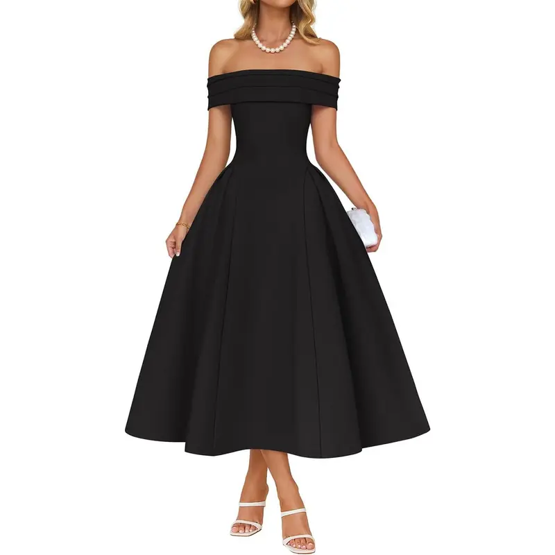 navy blue dress for baby girl Off The Shoulder A-Line Short Dress GS3685 Blush (MistyRose) / L