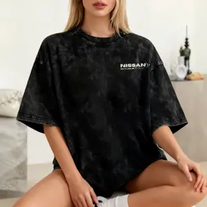 Premium DTG Digital Direct-to-Garment Print Nissan Skyline R34 JDM-Themed Vintage Washed T-Shirt Unisex Loose-Fit Pure Cotton Streetwear Tee Iconic R34 JDM Design Men's Collection