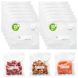 Vacuum Sealer Bags for Food, 15 PCS 8.3"×8.7" Reusable Vacuum Seal Bags with Air Valve for Food Storage, Ideal for Freshness Preservation