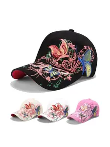 Fashion Butterfly Embroidered Baseball Cap, Sun Protection Duckbill Hat, Outdoor Hiking Activity, Stylish Summer Accessory