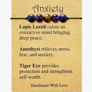 Spiritual Crystal Gemstone Bracelet Natural Crystal Stone Bracelets for Women Men Healing and Crystal Stone Bracelets Spiritual Amethyst Protection Bracelet Anxiety Relief Jewelry Gifts