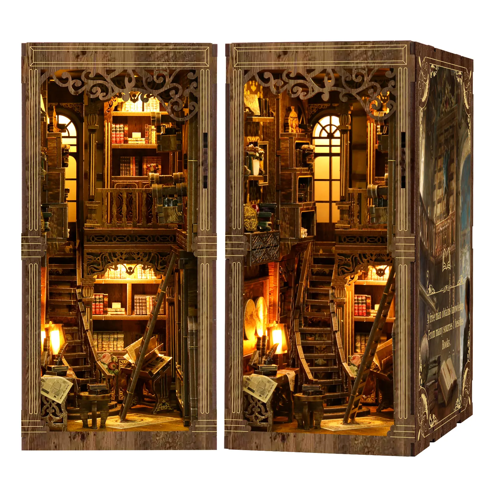 DIY hut 3D hand-assembled booklet toy house, Christmas gift toy house, book nook, mini house, doll house, wooden dollhouse kit, victorian dollhouse, miniature house kit, Miniature furniture, Playhouse[Antique book collection room]39