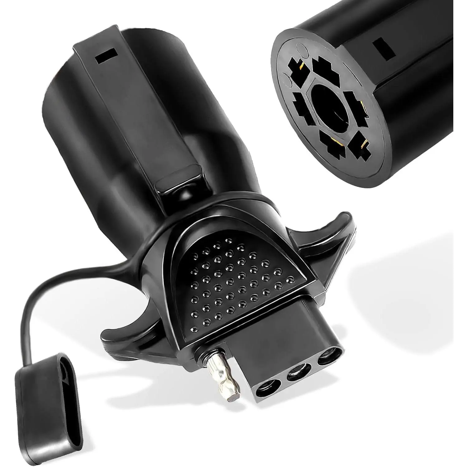 Advanced 7-Pin to 4-Pin Trailer Adapter, 7-Way Blade to 4-Way Flat Trailer Plug, Suitable for RVs, Trucks, Caravans, Practical Waterproof Connector for Trailers