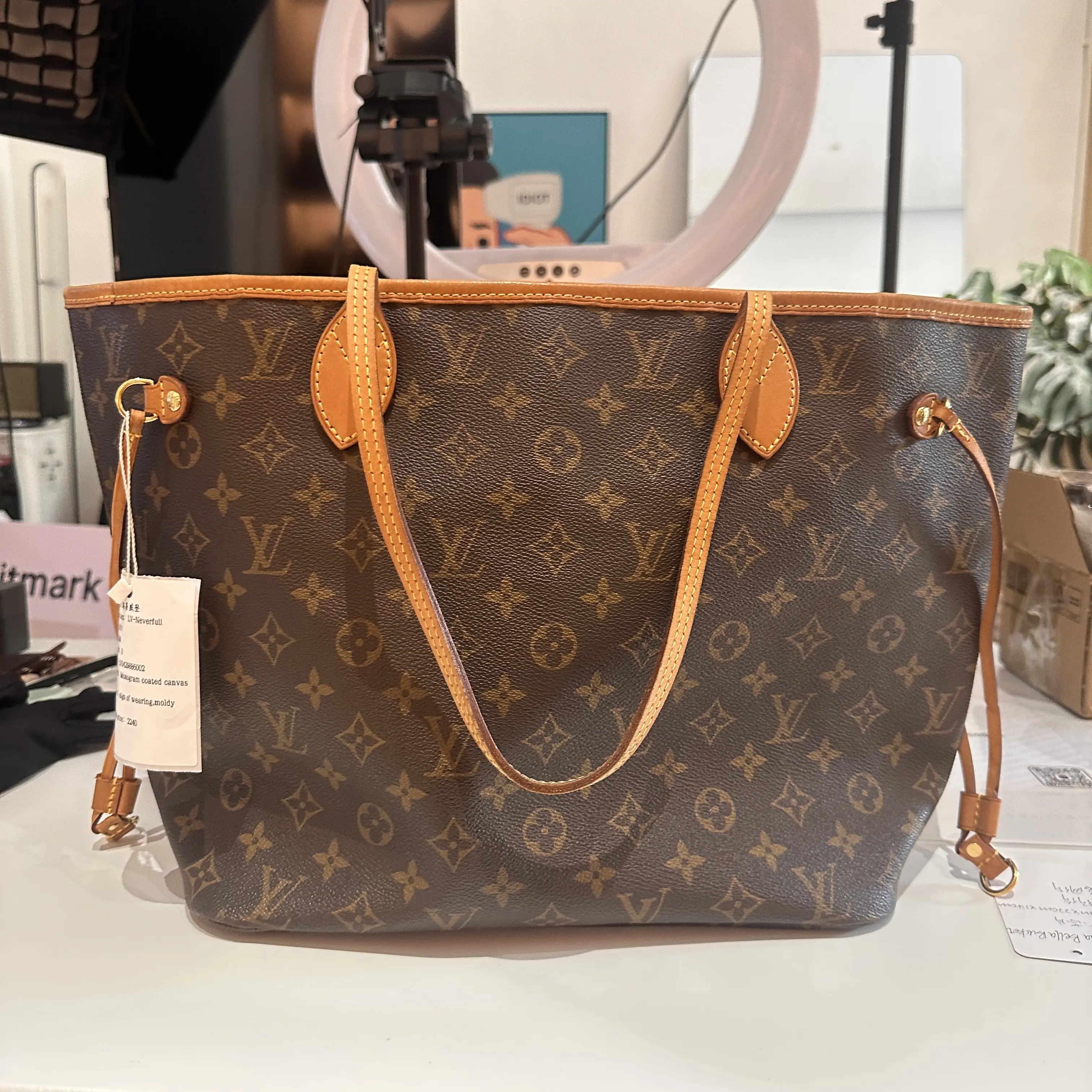 Pre-owned Louis Vuitton Pre loved Neverfull GM Monogram Canvas Tote Bag with Pouch