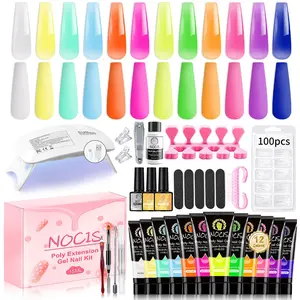 Nocis 2026 New 12 Color Extension Gel Nail Kit, Beginner Full Set Tools, Long Lasting, Nude Color, Transparent
