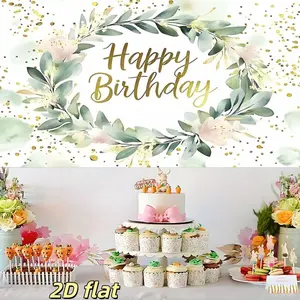 2D Birthday Banner, Leaf, Polyester Material, Party Photography Background, Indoor Outdoor Decor, Multiple Sizes Available