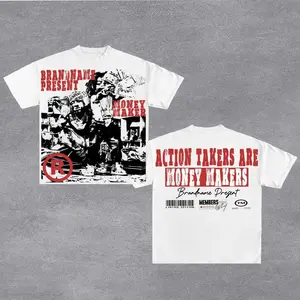Y2K Graphic "Action Takers Are Money Makers" Personalize Printed Tshirt Casual Cotton