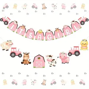 1 Set Farm Animal Shower Decorations Banner for Farm Animal Themed Garland Photo Photograph Banner for Barnyard Party Decoration