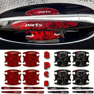 Car Door Bowl Protective Sticker, Carbon Fiber Pattern Car Anti-collision Strip Decoration, Car Door Handle Sticker, Anti-scratch Car Door Adhesive Strips, Car Decals