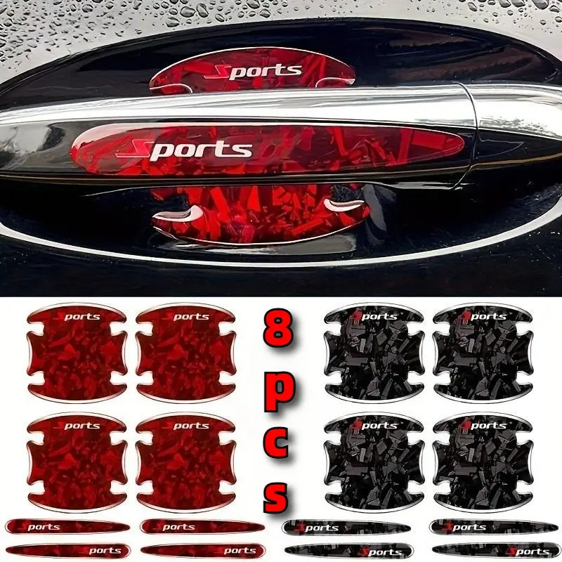 Car Door Bowl Protective Sticker, Carbon Fiber Pattern Car Anti-collision Strip Decoration, Car Door Handle Sticker, Anti-scratch Car Door Adhesive Strips, Car Decals, Car Accessories