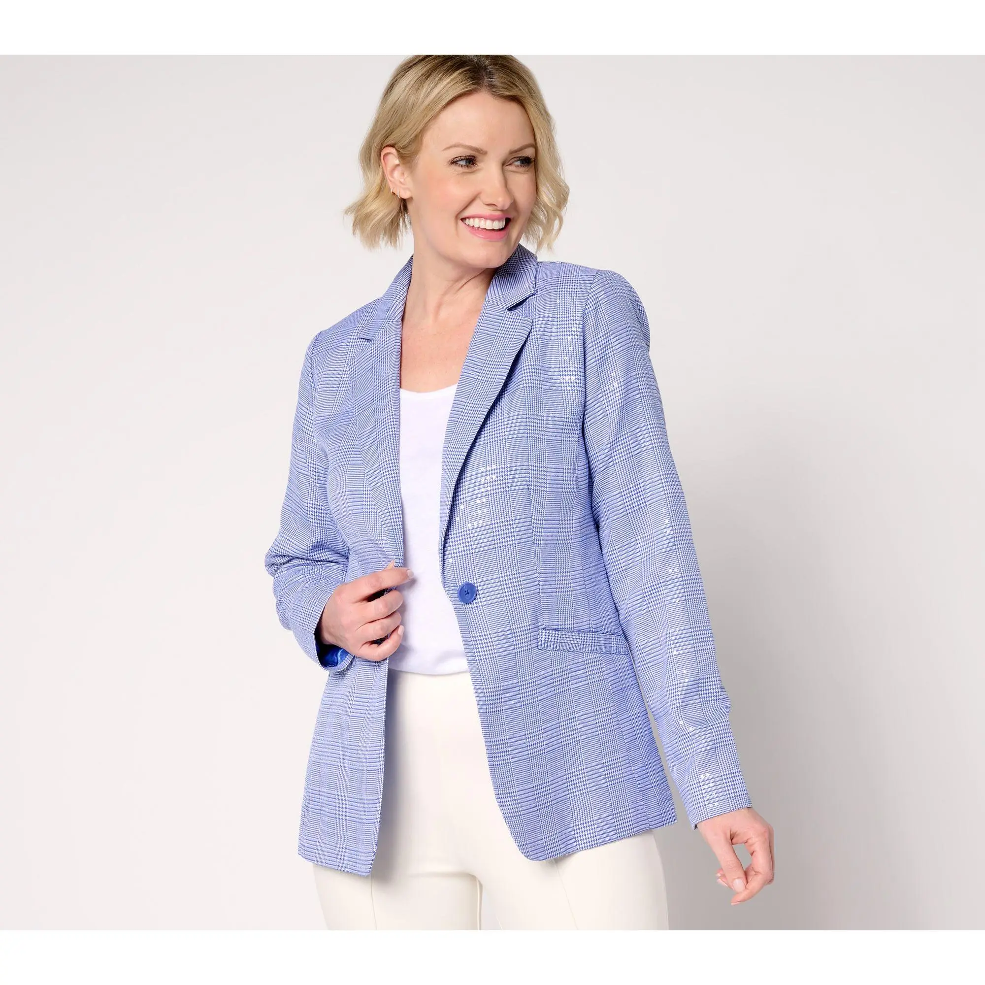 Joan Rivers Red Carpet Petite Glen Plaid Sequin Blazer Joan Rivers Red Carpet Petite Glen Plaid Sequin Blazer