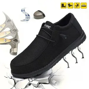 2025 New Style Slip on Steel Toe Shoes for Men Composite Toe Work Shoes Safety shoes Puncture Proof Lightweight Comfortable Breathable
