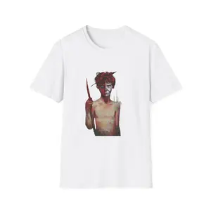 Distressed Boy With Wand T-Shirt | Grunge Portrait Art Tee