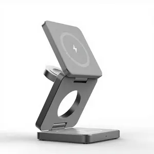 Wireless Charging Station 3 in 1 Folding Foldable Fast Magnetic Magsafe Charger Stand Wireless Charger with Fast Charge PD for Apple Devices Compatible with Iphone 16 15 14 13 12 Series, For AirPods 4/3/2/Pro, For iwatch 3-10 SE Ultra