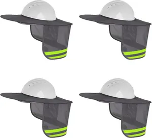 4 Pack Hard Hat Sun Shade - Full Brim Mesh Sun Shield with Reflective Strip Visor