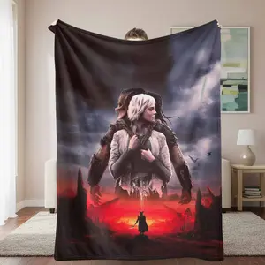 Predator & Savior Flannel Blanket， SciFi Fantasy Print， Soft Cozy Lightweight， AntiPilling AntiWrinkle， Perfect for Home Decor， Living Room， Bedroom， Sofa， Travel， Camping， or Movie Night Gift