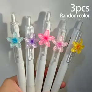 3/8 Pack Random Color 0.5mm Ink Ballpoint Pen Set, Cute Floral Pattern Quick Dry Writing Pens, Creative Stationery Series, Unique Floral Patterns