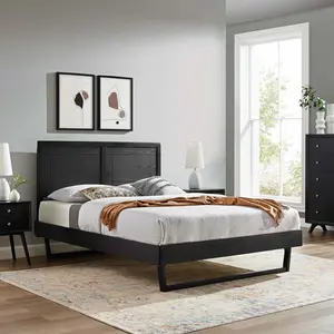 Modway Marlee Full Wood Platform Bed With Angular Frame in Black