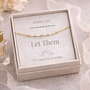 Sunshine & Hart Morse Code Handmade Bracelet "Let Them" Gold Filled Chain with High-Quality Fade-Resistant Japanese Seed Beads Choose Your Color