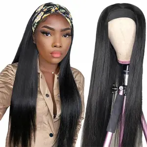 Headband Wigs Bone Straight Human Hair Wigs Full Machine Made Peruvian Human Hair Wigs For Black Women Easy To Wear 180 Density