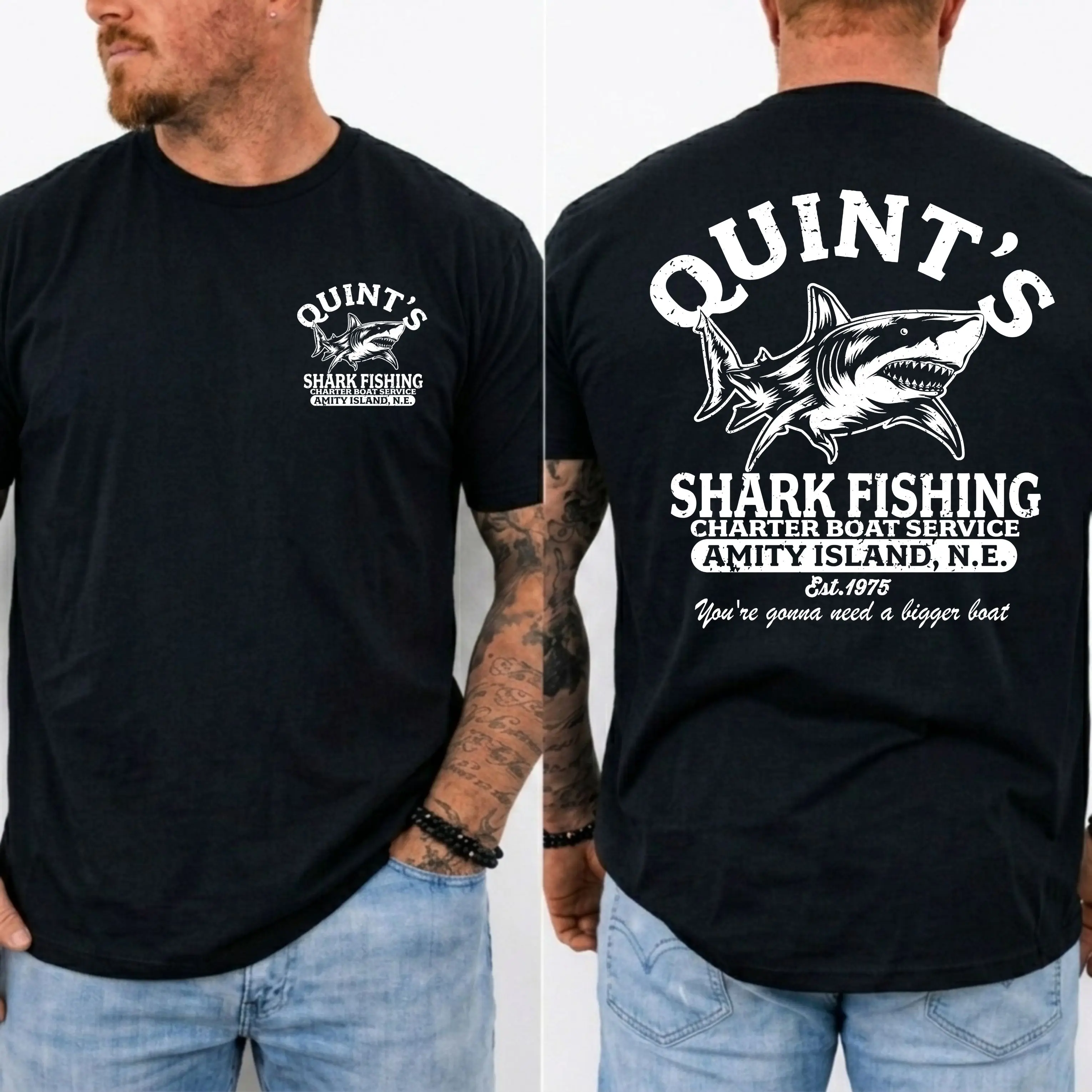 Quint's Shark Fishing Shirt, Jaws Movie Merch, You're Gonna Need a Bigger Boat Tee, Amity Island Vintage Graphic T-Shirt, Classic Horror Movie Shirt