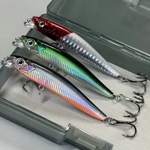 3-Pack Long-Range Sinking Fishing Lure Pencil, 8.5cm 16.5g Thin Fast Pull, Laser Bioluminescent Reflective Coating, Sharp Hooks