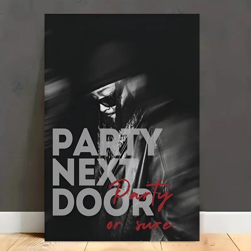 Modern PARTYNEXTDOOR Black Celebrity-Inspired Artistic Graphic Poster - Waterproof Wood Home Wall Art, Bathroom Wall Art Decoration for Music Room - Ideal Valentine’s Gift, R&B Music Poster, Hip Hop Wall Art, Music Decor, Celebrity Poster, Gift for Fans