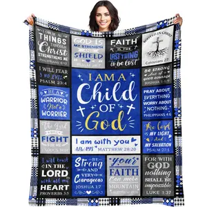 Christian Gifts for Men, Baptism Gifts for Boys & Men, Bible Verse Christian Blanket, Inspirational Birthday Religious Catholic Spiritual & Confirmation Gift for Teen Boys, Baptism Blanket