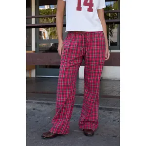 John Galt Women's Red Plaid Anastasia Baggy Pants